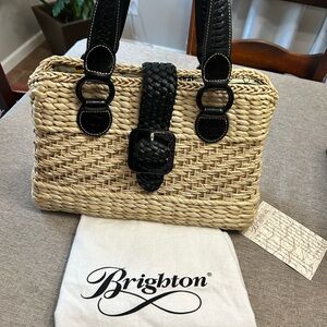Like new Brighton straw and leather purse with dust bag.